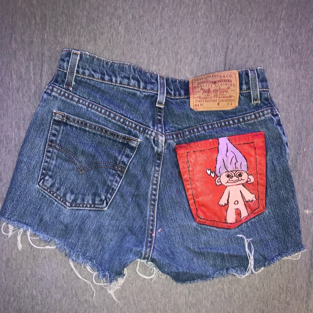 Handpainted Trolls Levi Shorts